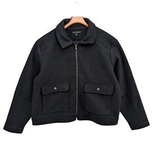 Banana Republic Jacket Womens Black Brushed Fabric Full Zip Front Pockets Sz XL